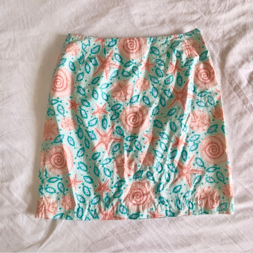 Lilly Pulitzer Starfish Sand Dollar Print In Coral & Teal 100% Cotton Summer
